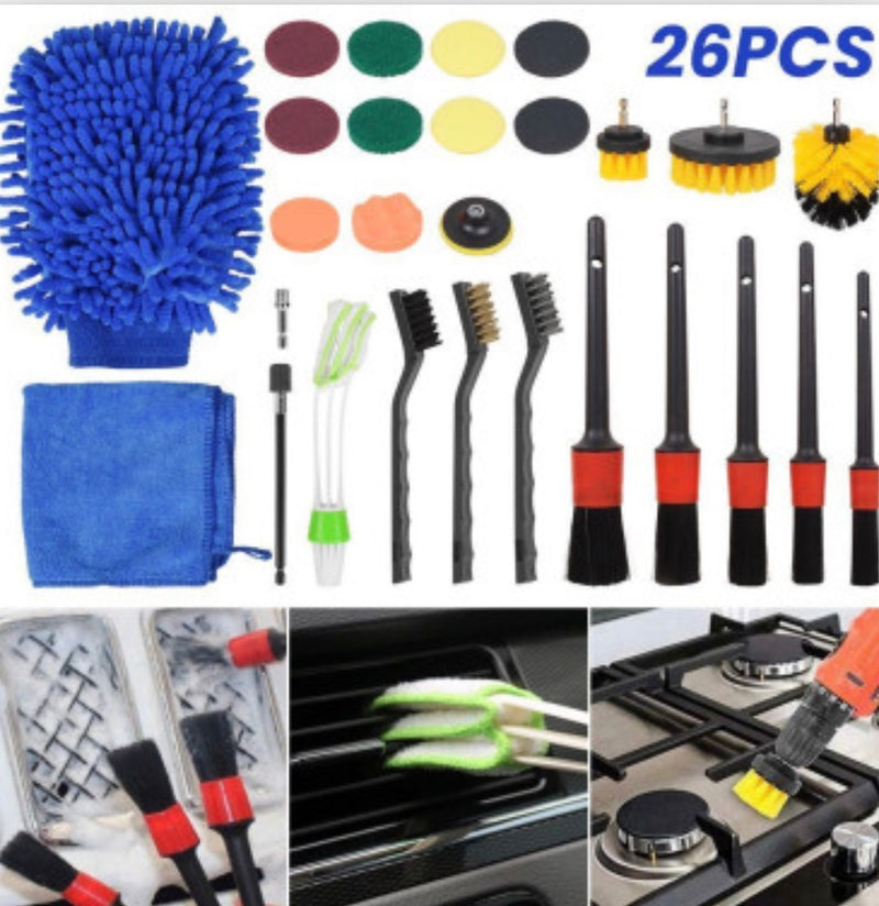 26-piece car detailing and drill brush kit