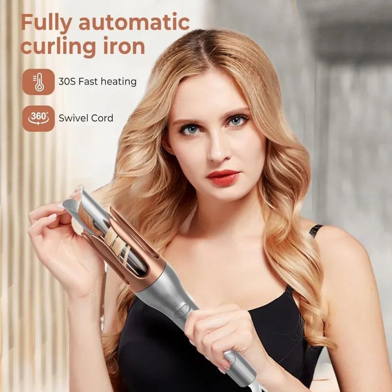 Automatic hair curler being used to create curls