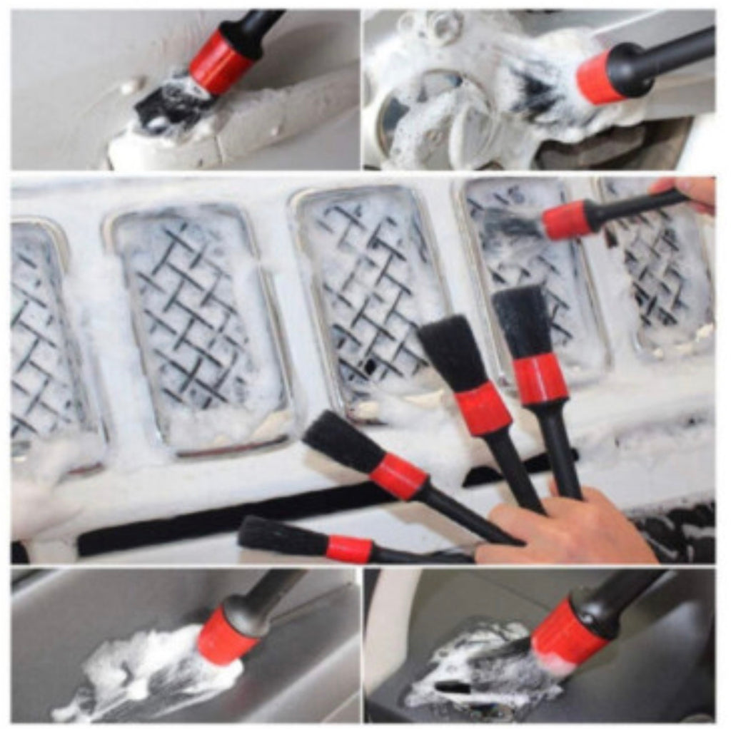Car detailing brushes used for interior cleaning