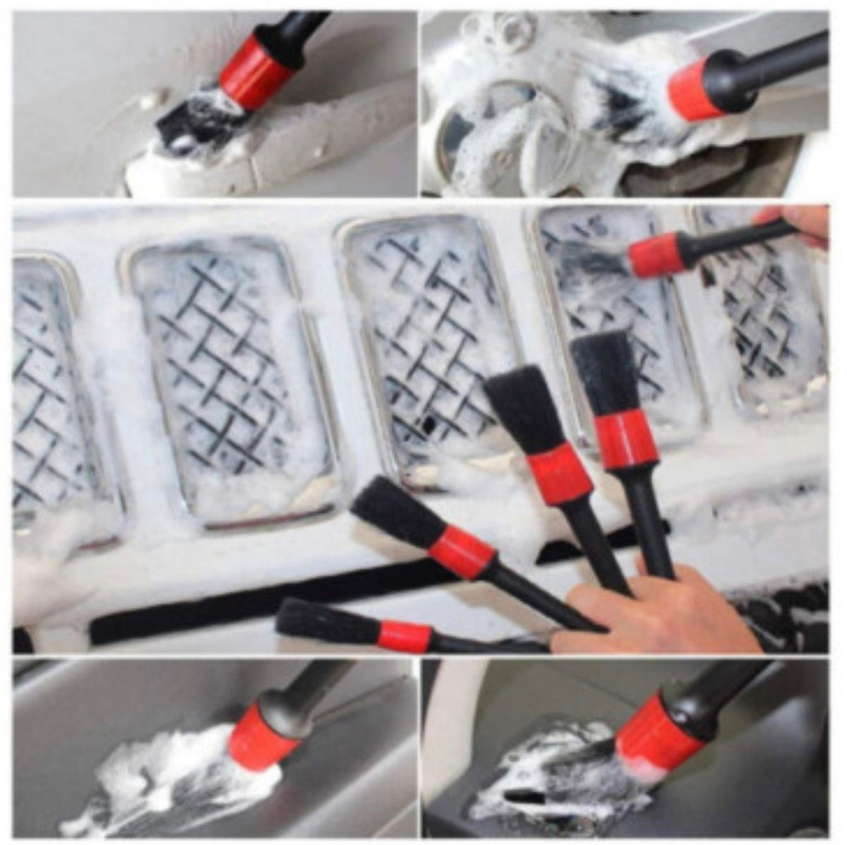 Car detailing brushes used for interior cleaning